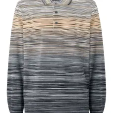 Полосатая рубашка поло с длинными рукавами Полосатая рубашка поло с длинными рукавами