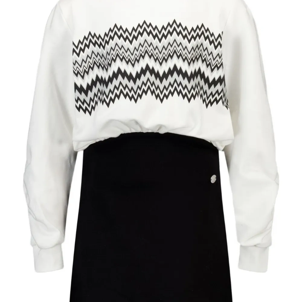 Платье с длинными рукавами и узором зигзаг