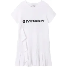 Платье с оборками и логотипом