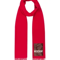 Шарф с бахромой и нашивкой-логотипом