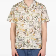 Рубашка с цветочным принтом и накладным карманом