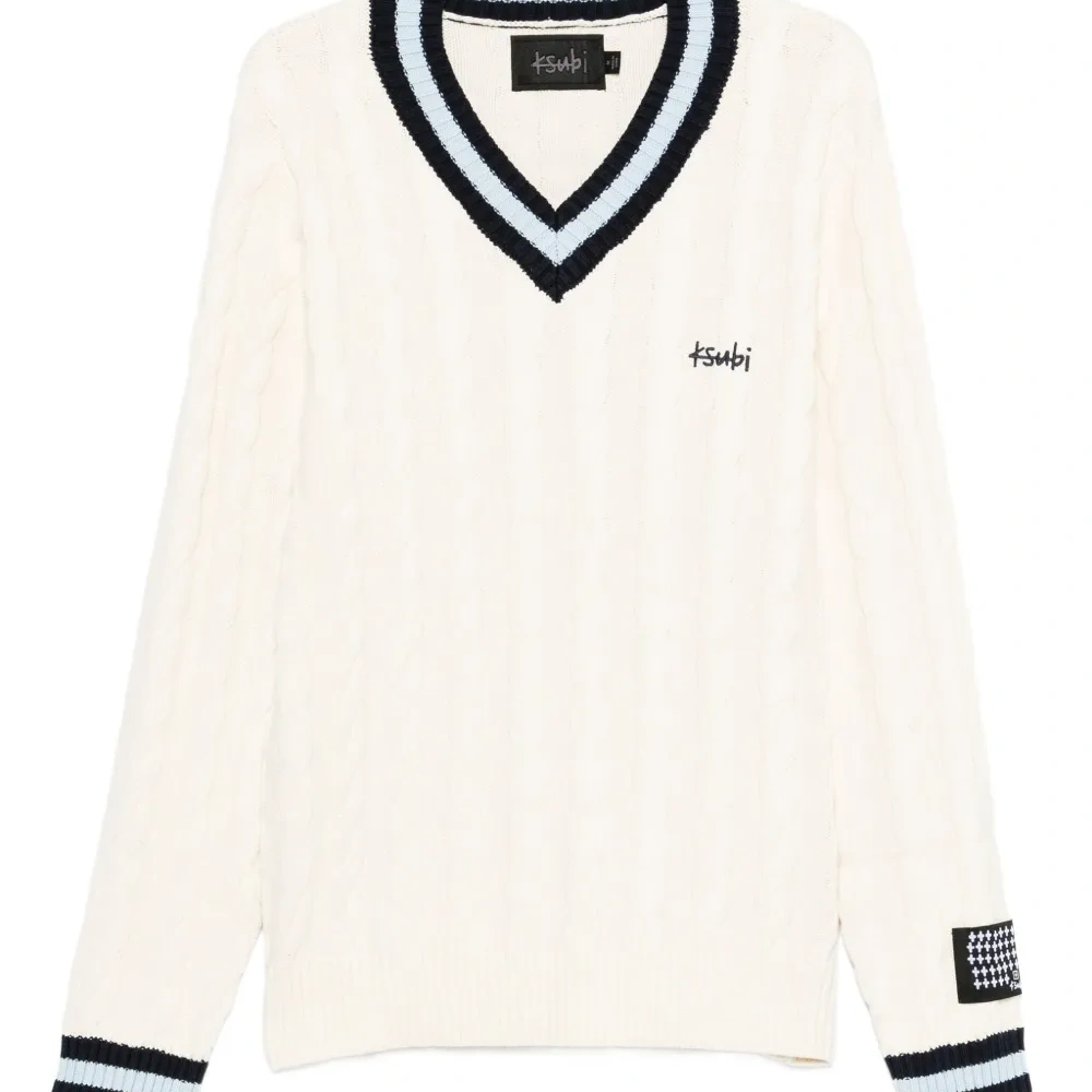 Свитер фактурной вязки с V-образным вырезом