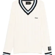 Свитер фактурной вязки с V-образным вырезом