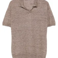 Льняная футболка с воротником поло