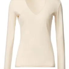 футболка в рубчик с V-образным вырезом