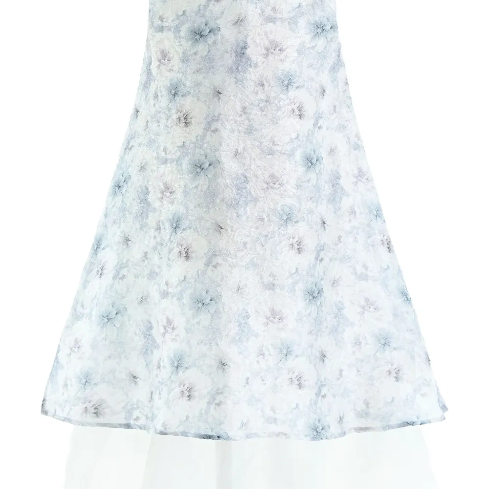 Многослойное платье с цветочным принтом