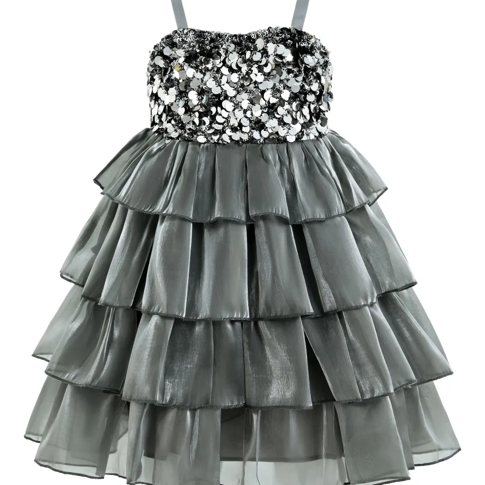 Многослойное платье с пайетками