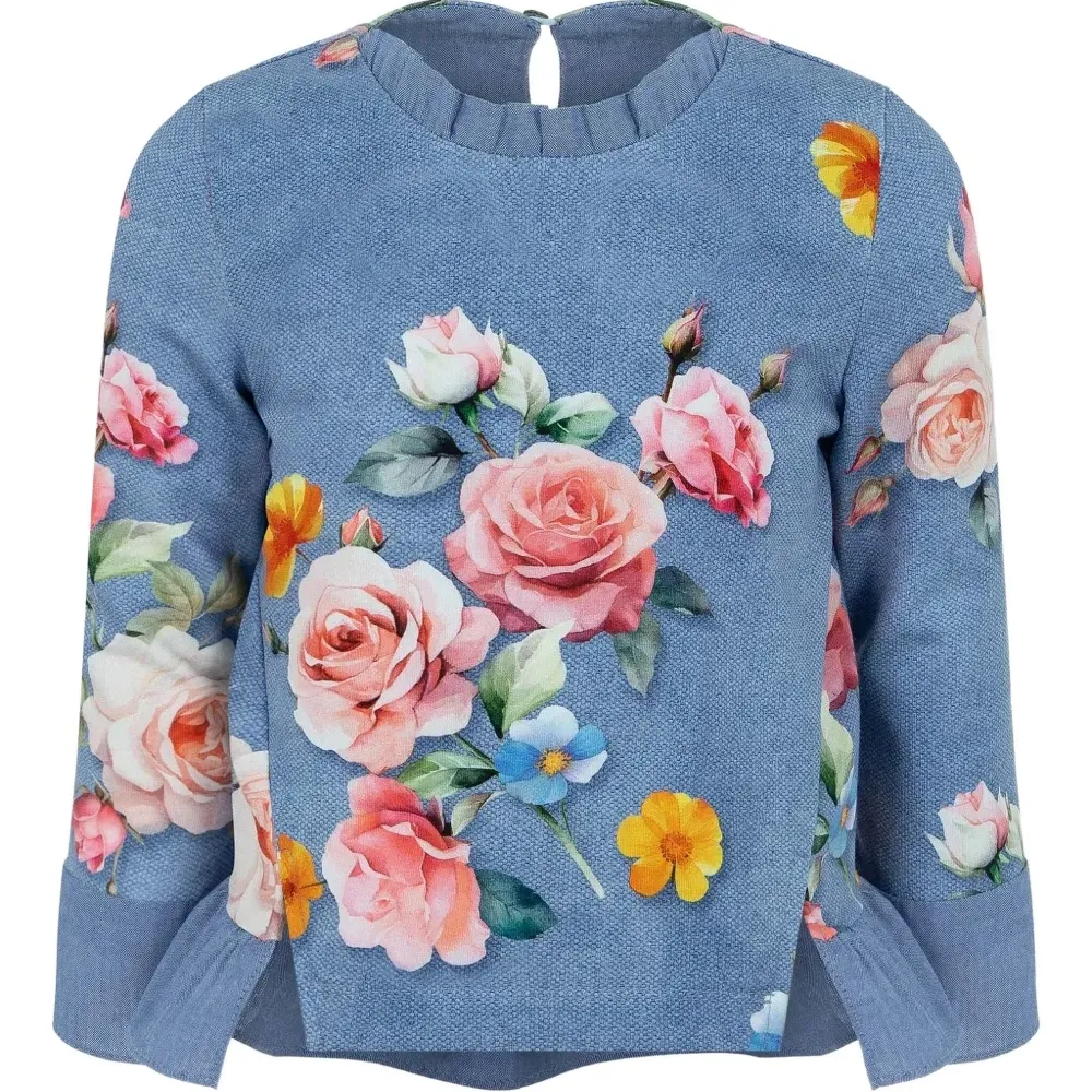 Топ с оборками и цветочным принтом