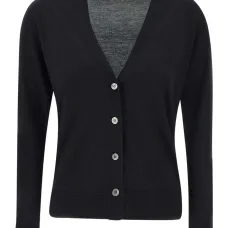 кардиган в рубчик с V-образным вырезом