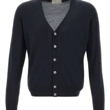 кардиган с V-образным вырезом и отделкой в рубчик