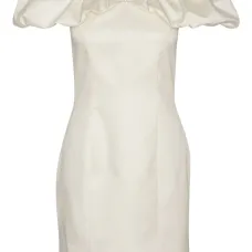 платье мини с открытыми плечами и сборками