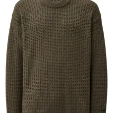 Свитер вязаный вафельной вязкой с круглым вырезом