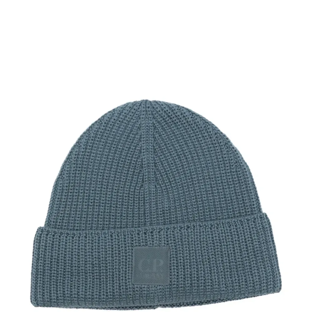 Шапка бини в рубчик с логотипом