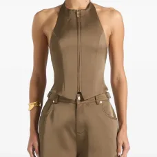 Атласный топ Claudette с вырезом халтер