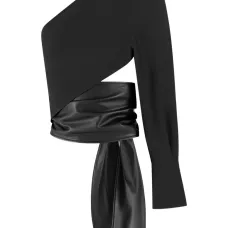 Кожаный топ Coralie с запахом