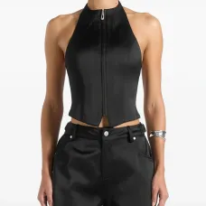 Атласный топ Claudette с вырезом халтер