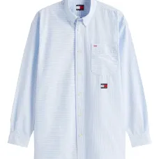 полосатая рубашка с накладным карманом