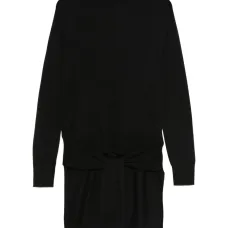 Платье с высоким воротником и двойными рукавами