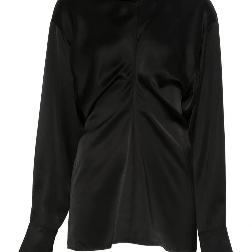 Свободная драпированная блузка на молнии спереди Свободная драпированная блузка на молнии спереди