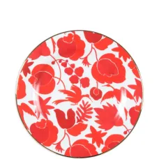 Тарелка с цветами и птицей