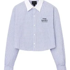 Укороченная рубашка в клетку гингем