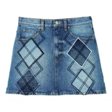 Джинсовая юбка в технике пэчворк