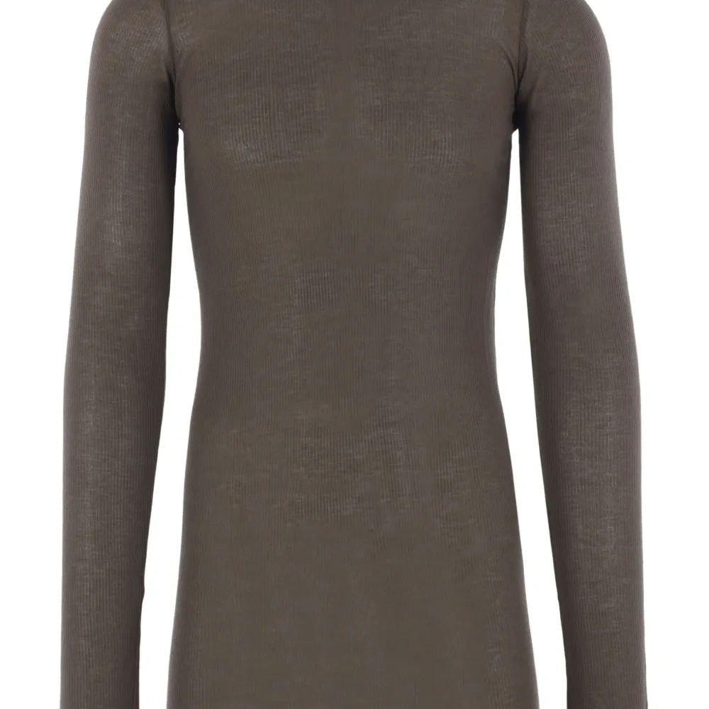 футболка в рубчик с длинными рукавами