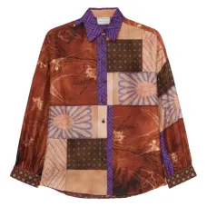 рубашка с принтом в технике пэчворк