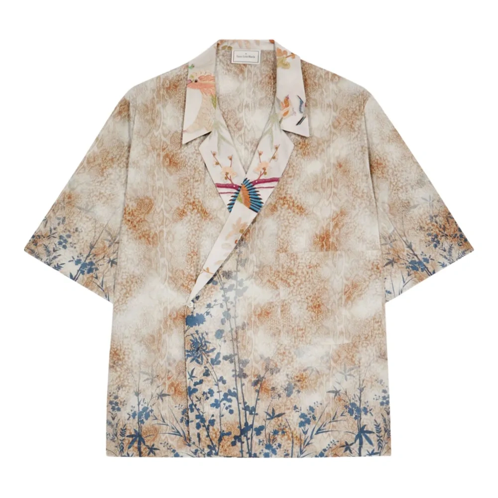 рубашка с запахом и цветочным принтом