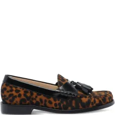 Лоферы с леопардовым принтом и кисточками
