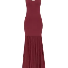 платье макси с плиссированной юбкой