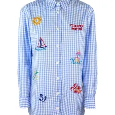 Рубашка в клетку гингем с вышивкой