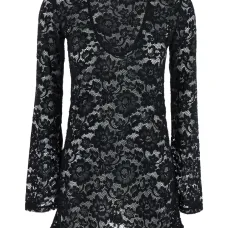 Платье мини с цветочным кружевом