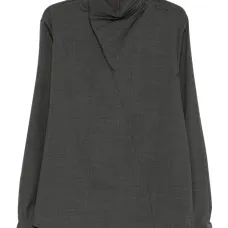 Рубашка с высоким воротником и сборками