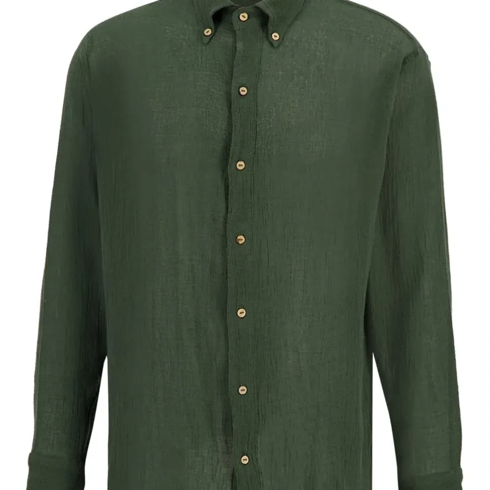 Рубашка из хлопковой газовой ткани с воротником на пуговицах