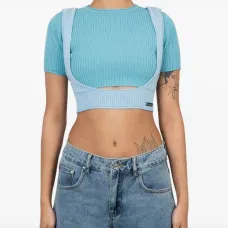Топ в рубчик с вырезами
