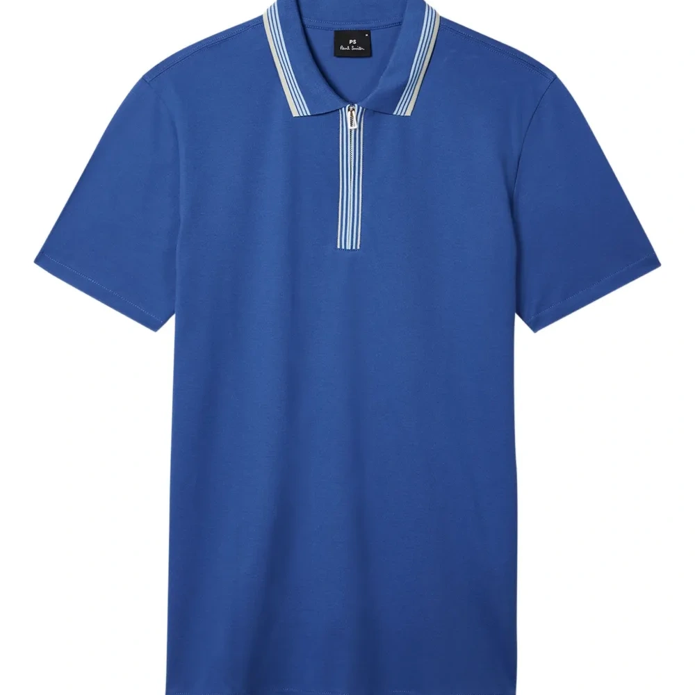 Рубашка поло на молнии с воротником в полоску