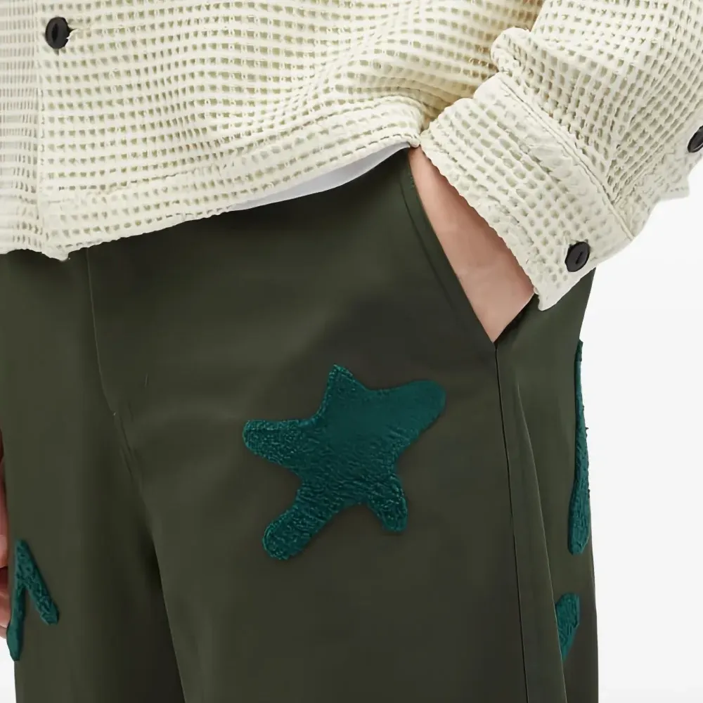 Брюки с вышивкой из шенилла