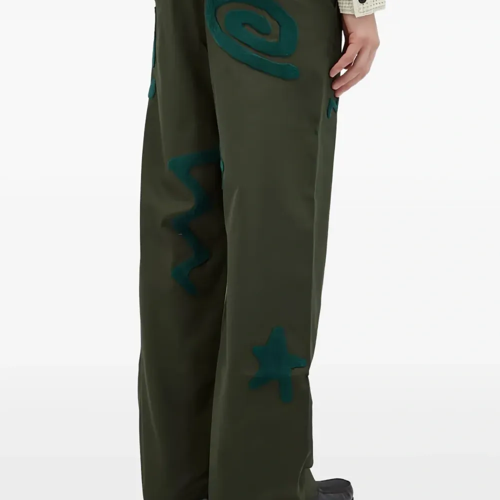 Брюки с вышивкой из шенилла