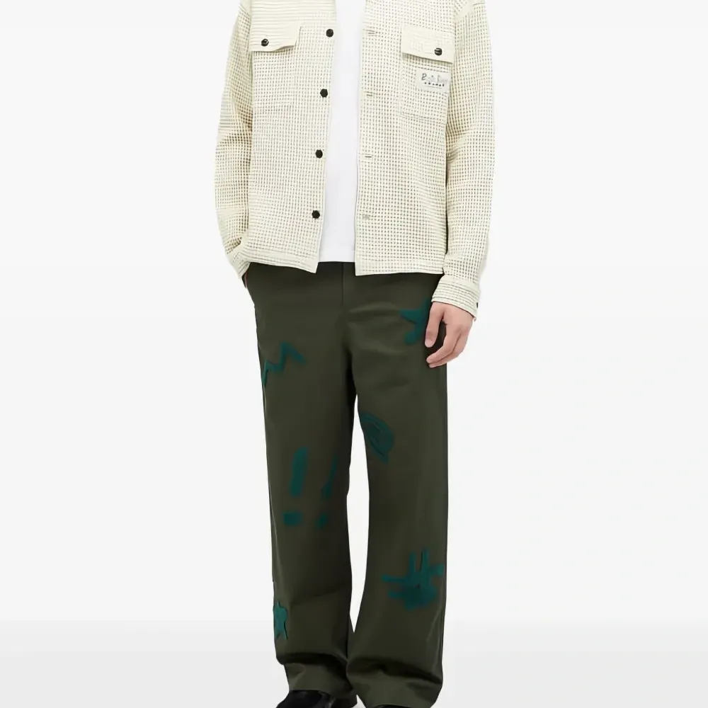 Брюки с вышивкой из шенилла