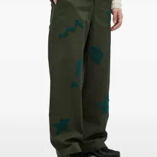 Брюки с вышивкой из шенилла