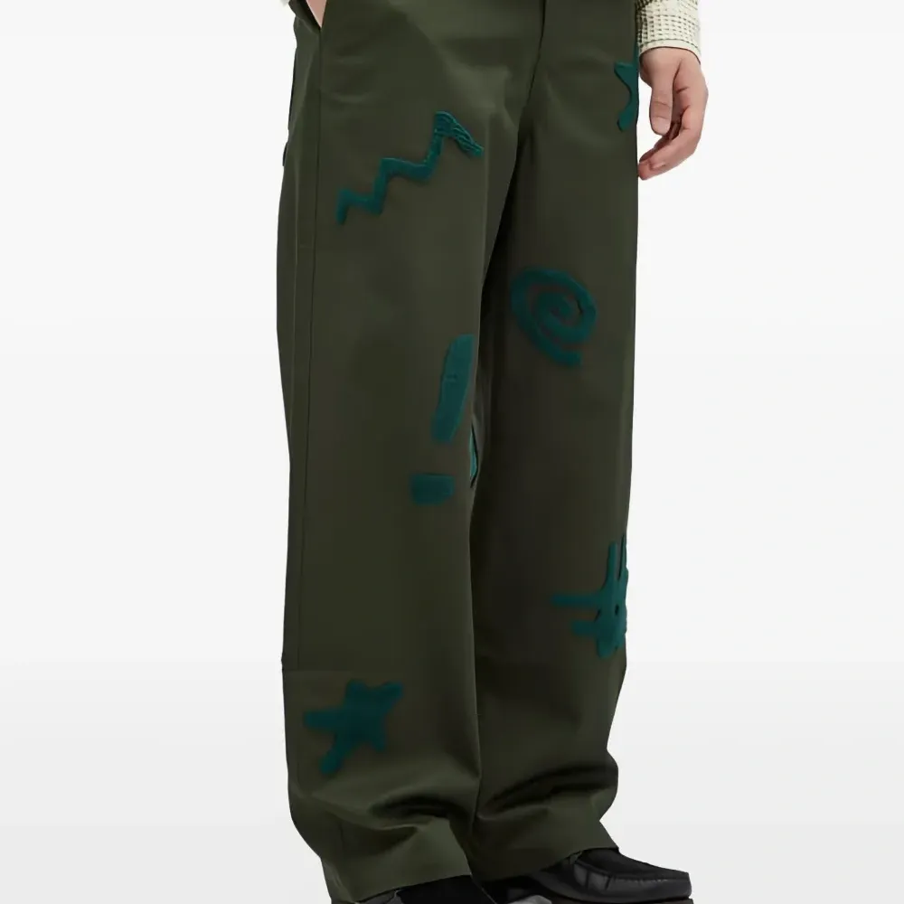 Брюки с вышивкой из шенилла