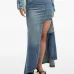 Асимметричная джинсовая юбка со шлейфом
