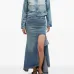 Асимметричная джинсовая юбка со шлейфом