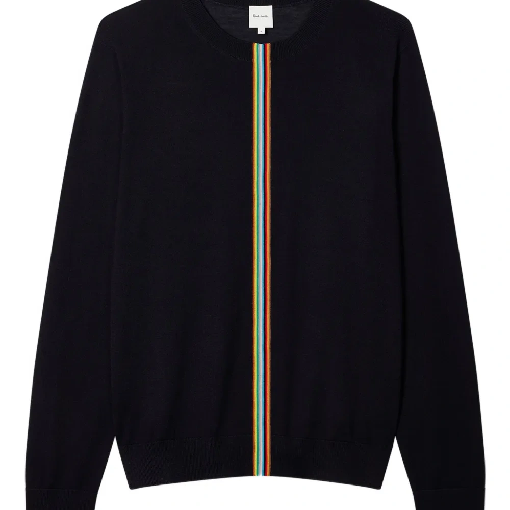 Свитер с круглым вырезом и фирменной полосой