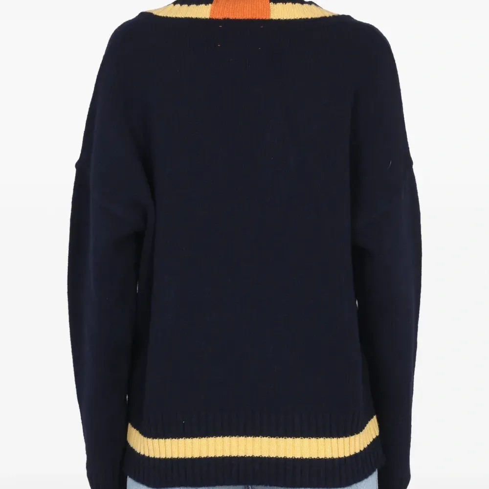 Свитер с V-образным вырезом и полосатыми деталями