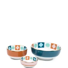 Набор из трех глубоких тарелок с геометричным узором