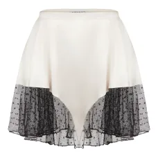 Атласная юбка мини с кружевом Атласная юбка мини с кружевом