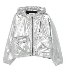 куртка с капюшоном и эффектом металлик