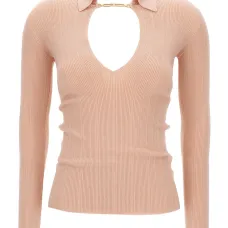 Свитер в рубчик с воротником поло